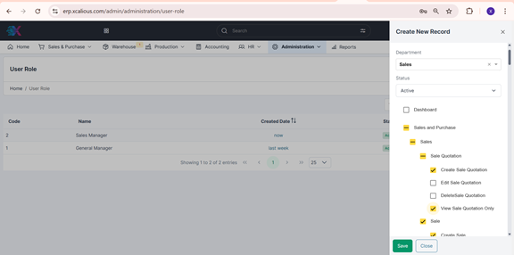 Configuring user roles and permissions.