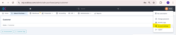 Navigating to Account Settings.